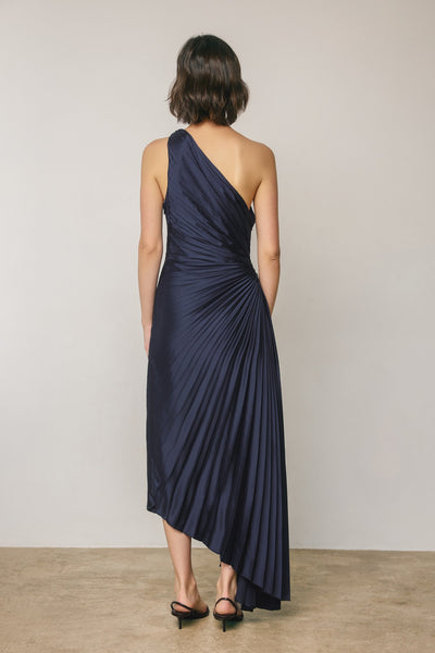 Midnight Pleated One Shoulder Dress