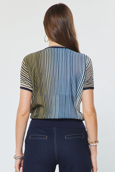 Ombre Stripe Ribbed Knit Top