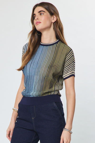Ombre Stripe Ribbed Knit Top