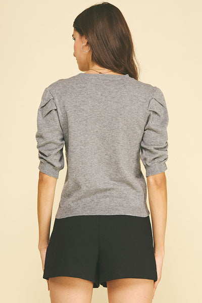 Ruched Sleeve Knit Top