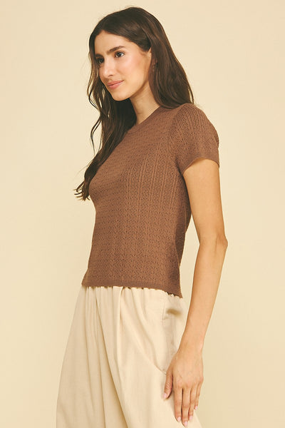Pointelle Cable Knit Top