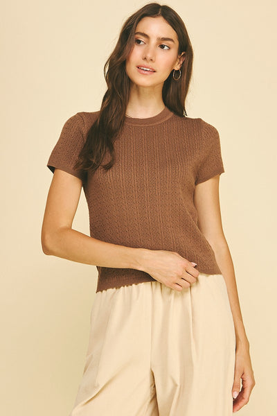 Pointelle Cable Knit Top