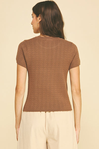 Pointelle Cable Knit Top