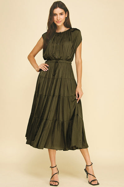 Cap Sleeve Tiered Midi Dress
