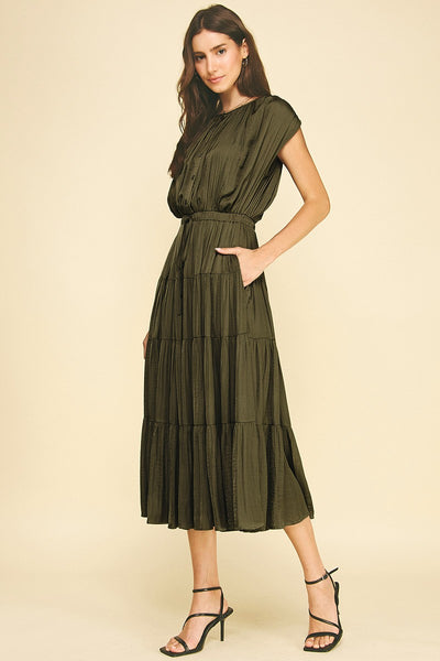 Cap Sleeve Tiered Midi Dress