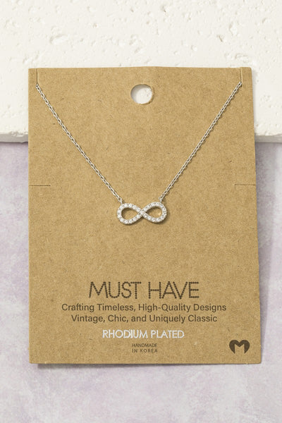 18K Gold Dipped Rhinestone Infinity Necklace
