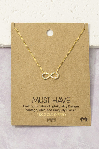18K Gold Dipped Rhinestone Infinity Necklace