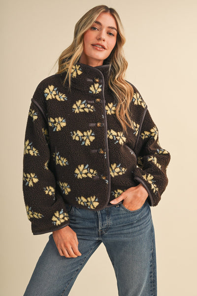 Cocoa Floral Fleece Jacket