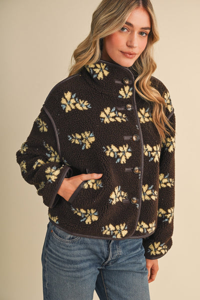 Cocoa Floral Fleece Jacket