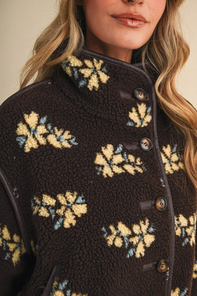 Cocoa Floral Fleece Jacket