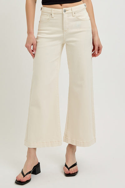 Tummy Control Cropped Wide Leg Jeans