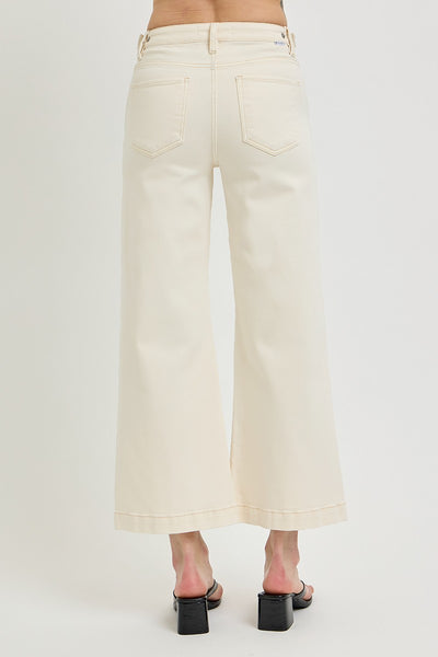 Tummy Control Cropped Wide Leg Jeans