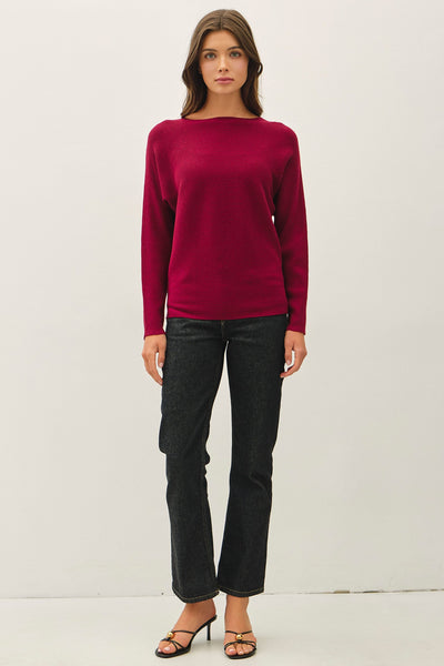 Boatneck Ribbed Dolman Sweater