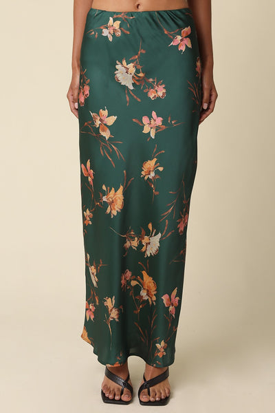 Alexis Floral Satin Maxi Skirt