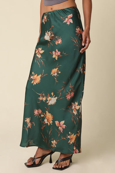 Alexis Floral Satin Maxi Skirt