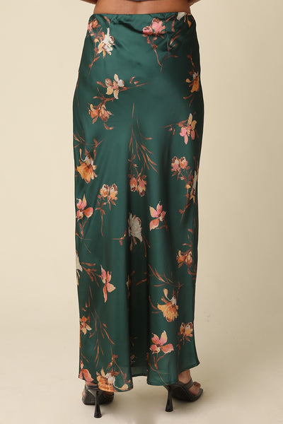 Alexis Floral Satin Maxi Skirt