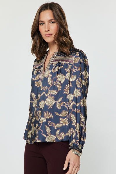 Floral Border Print Blouse