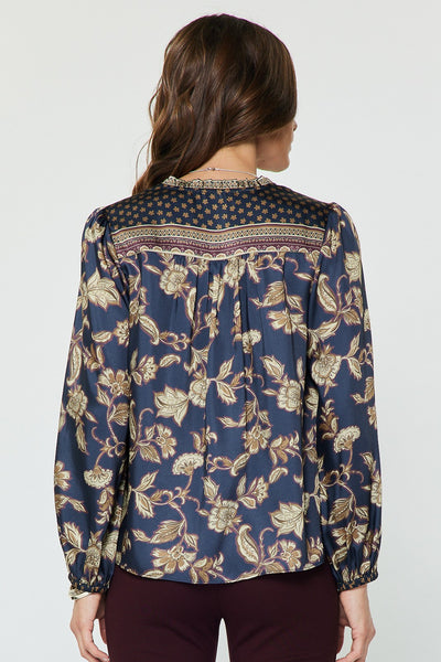 Floral Border Print Blouse