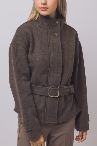 Funnel Neck Belted Jacket