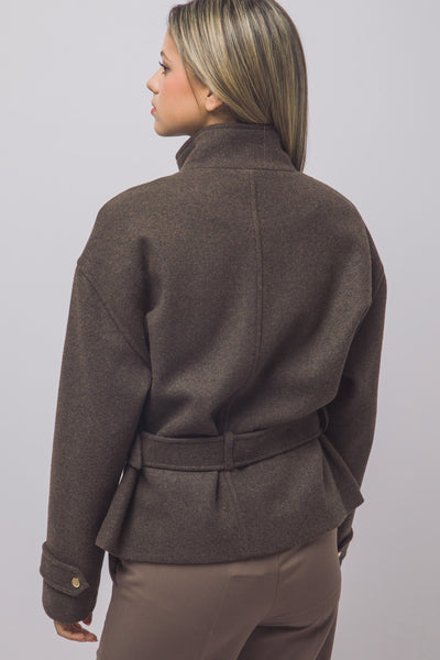 Funnel Neck Belted Jacket