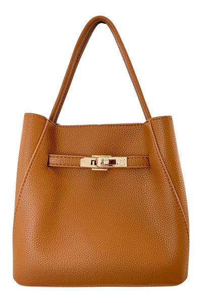 Structured Top Handle Buckle Bag
