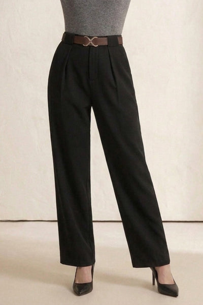 Contrast Belted Flare Trousers