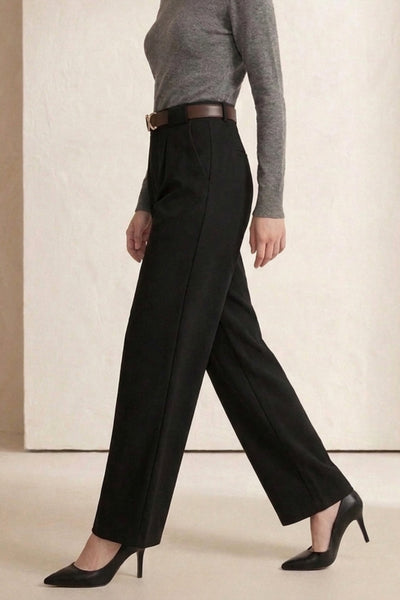 Contrast Belted Flare Trousers