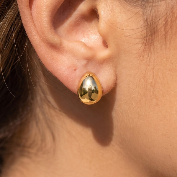 Gold Dipped Petite Dome Earrings