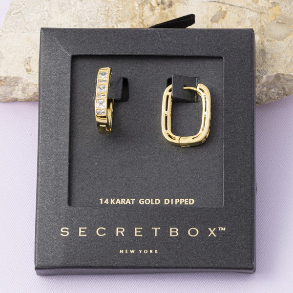 14K Gold Dipped Bezel Huggies
