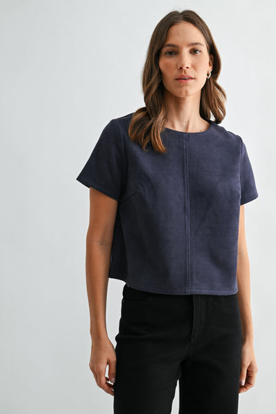 Seamed Vegan Suede Top