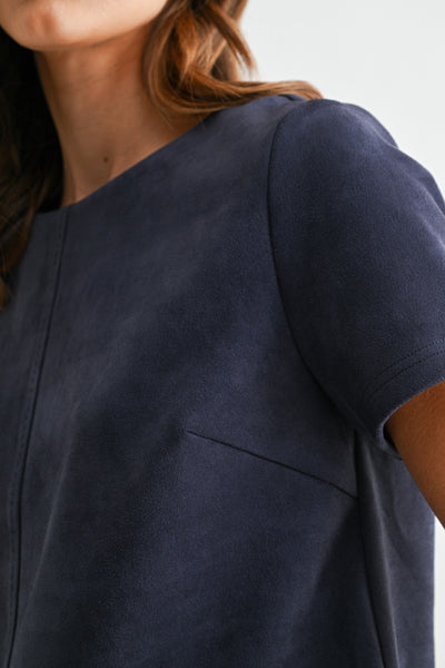 Seamed Vegan Suede Top