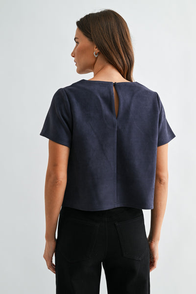 Seamed Vegan Suede Top