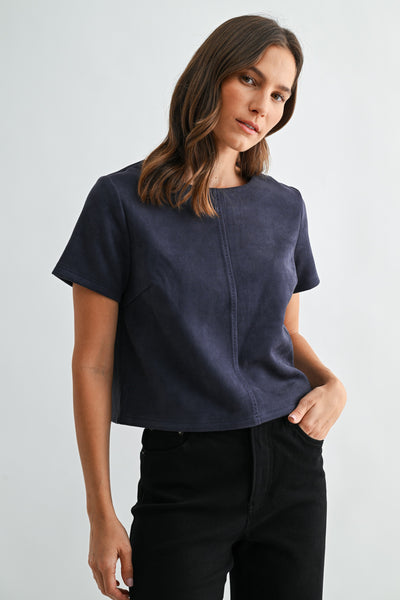 Seamed Vegan Suede Top
