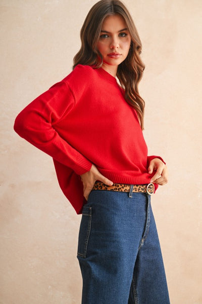 Ribbed Hem Girlfriend Sweater