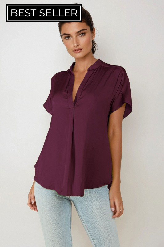 Drop Shoulder V-Neck Top - More Colors