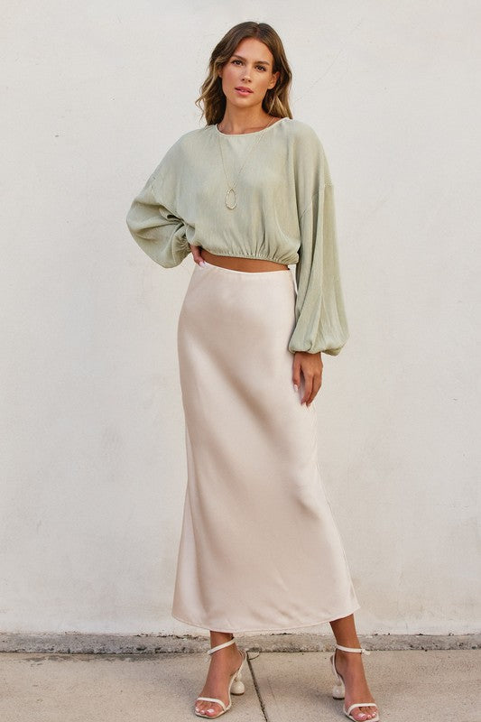 Going Out Satin Maxi Skirt