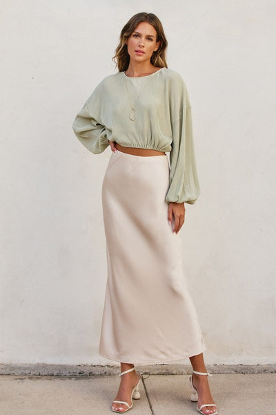 Going Out Satin Maxi Skirt
