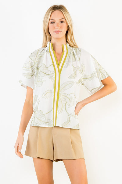 Contrast Stripe Hibiscus Top