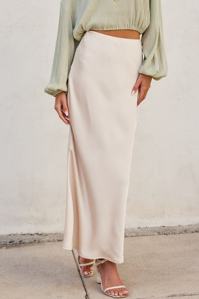 Going Out Satin Maxi Skirt