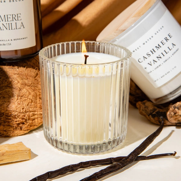 Cashmere & Vanilla Fluted Glass Soy Candle