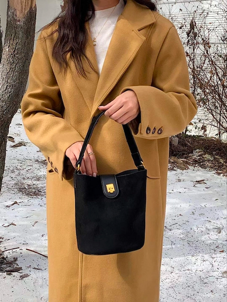 Vegan Suede Top Handle Bag