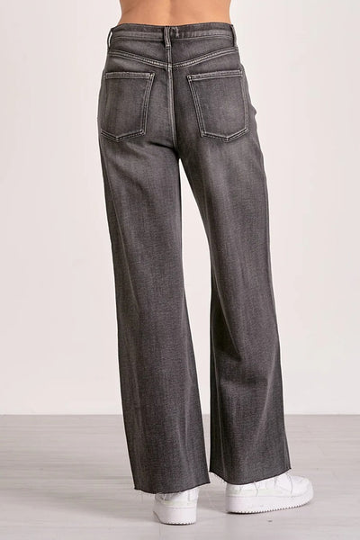 Black Wash Wide Leg Jeans