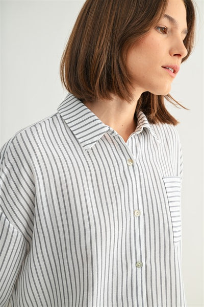 Striped Pocket Button Up Shirt