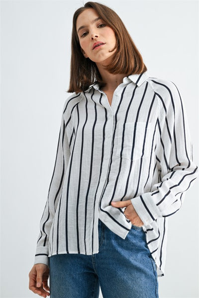 Lightweight Striped Button Up Shirt