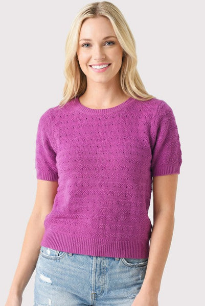 Pointelle Stripe Knit Top