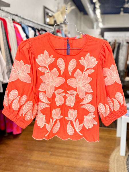 Embroidered Magnolia Top