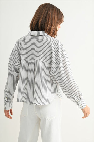 Striped Pocket Button Up Shirt