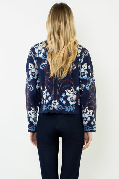 Floral Nights Scallop Hem Sweater