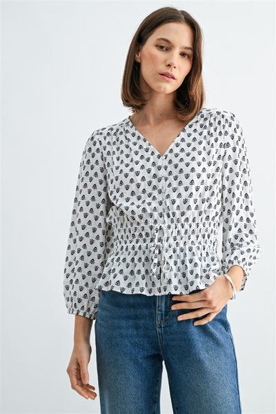 Marigold Peplum Button Top