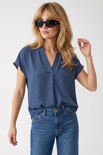 Drop Shoulder V-Neck Top - More Colors